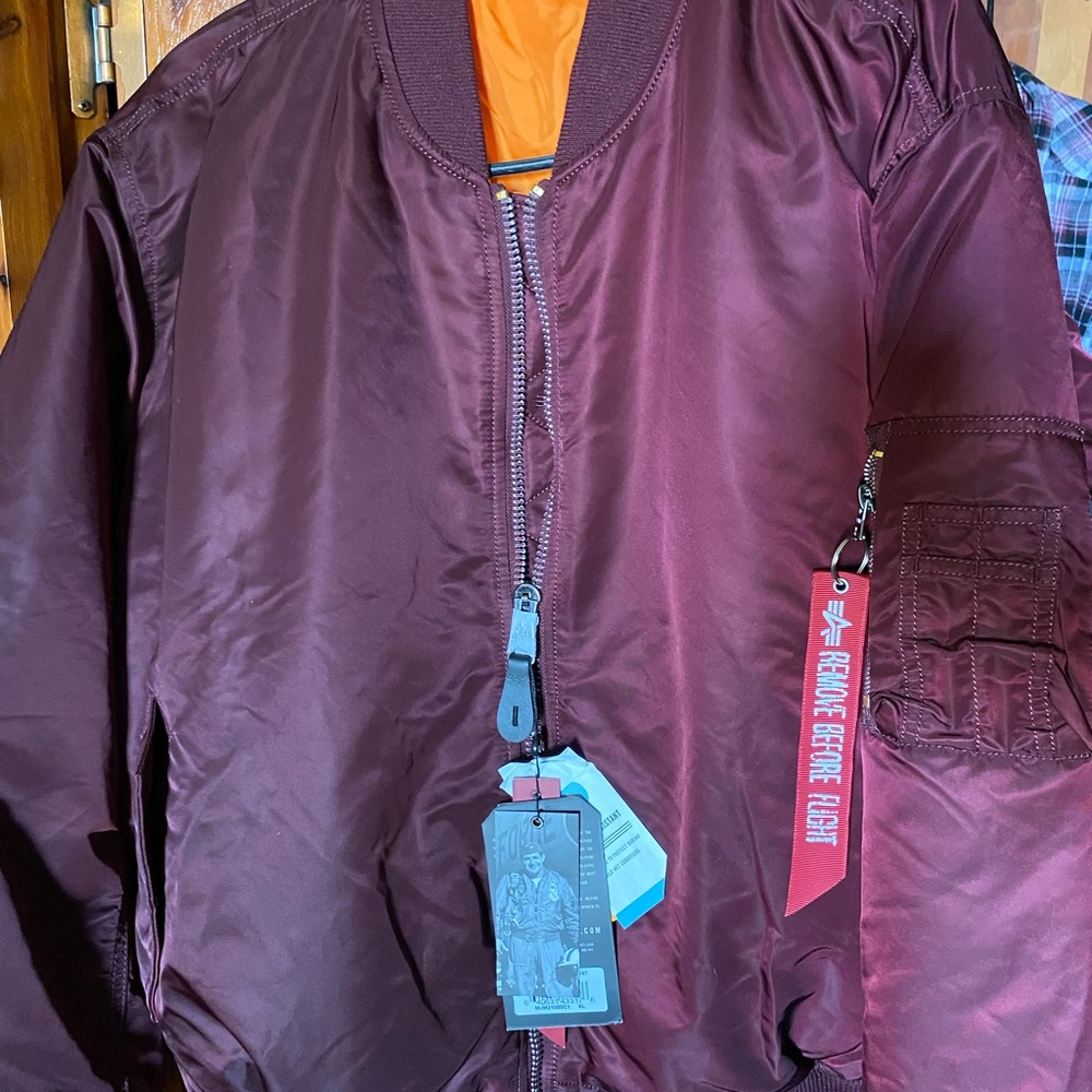 NWT XL Burgundy Alpha Industries Flight Jacket/Bomber